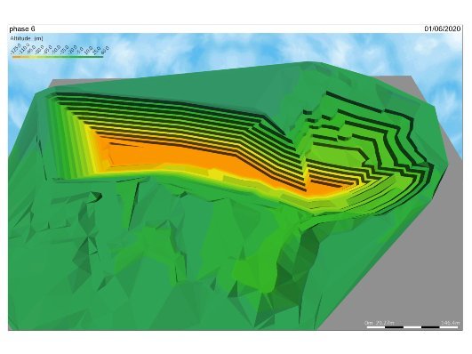 Plan de phasage carrière roche massive 3D